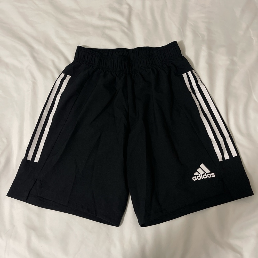 Adidas Black Shorts with White Stripes